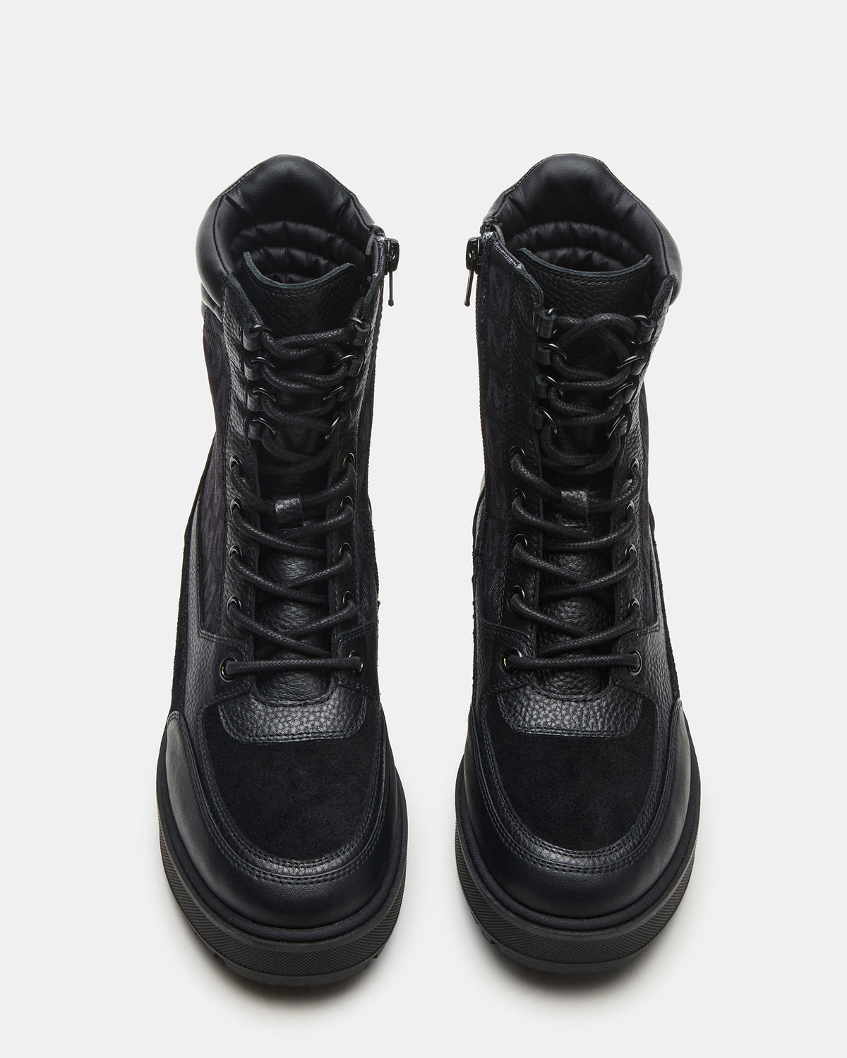 HIKER Black Multi Platform Lug Lace-Up Women's Anke Boot | Steve Madden