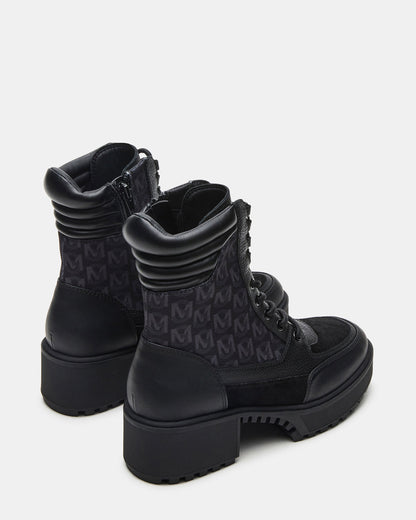 HIKER Black Multi Platform Lug Lace-Up Women's Anke Boot | Steve Madden