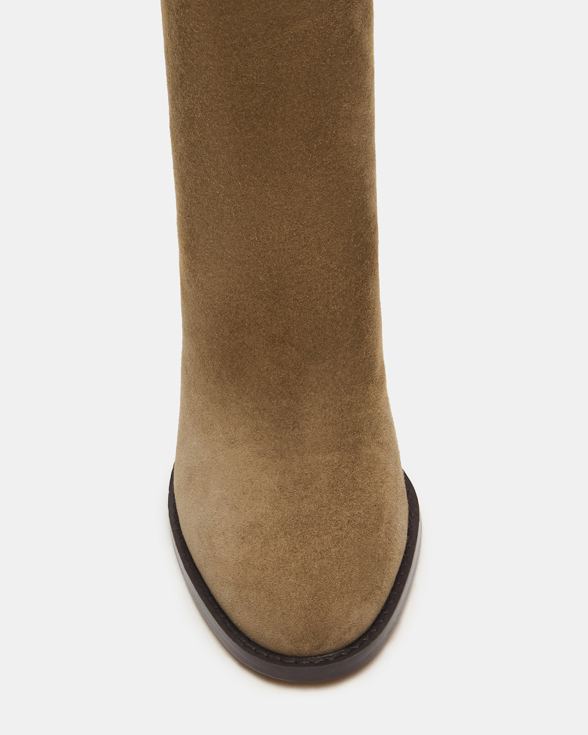OBSESSION Taupe Suede Rounded Toe Block Heel Women's Ankle Boot | Steve Madden