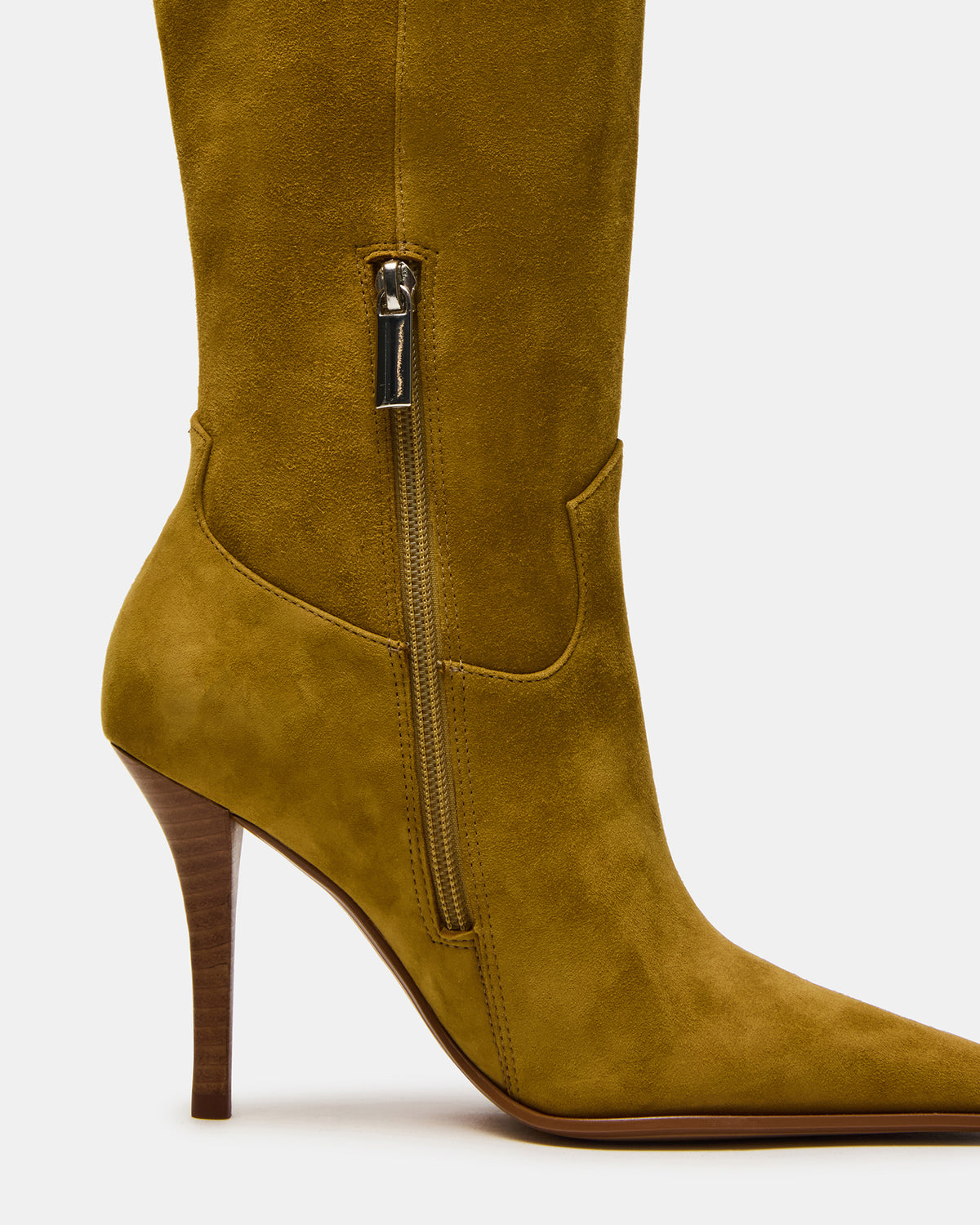 WESCOT Olive Suede Square-Toe Knee-High Heeled Women's Boot | Steve Madden