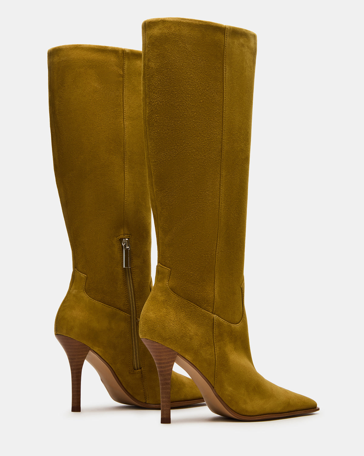 WESCOT Olive Suede Square-Toe Knee-High Heeled Women's Boot | Steve Madden