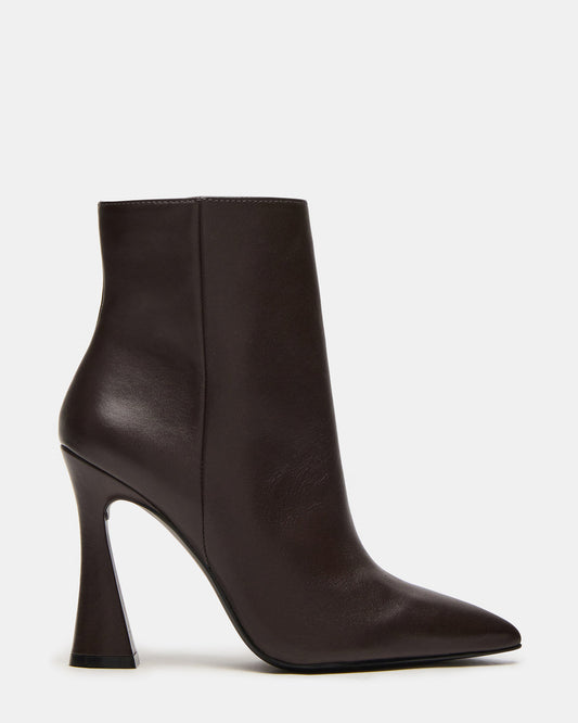 BOLERO Brown Leather Pointed-Toe Heeled Women's Ankle Boot | Steve Madden
