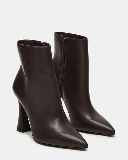 BOLERO Brown Leather Pointed-Toe Heeled Women's Ankle Boot | Steve Madden