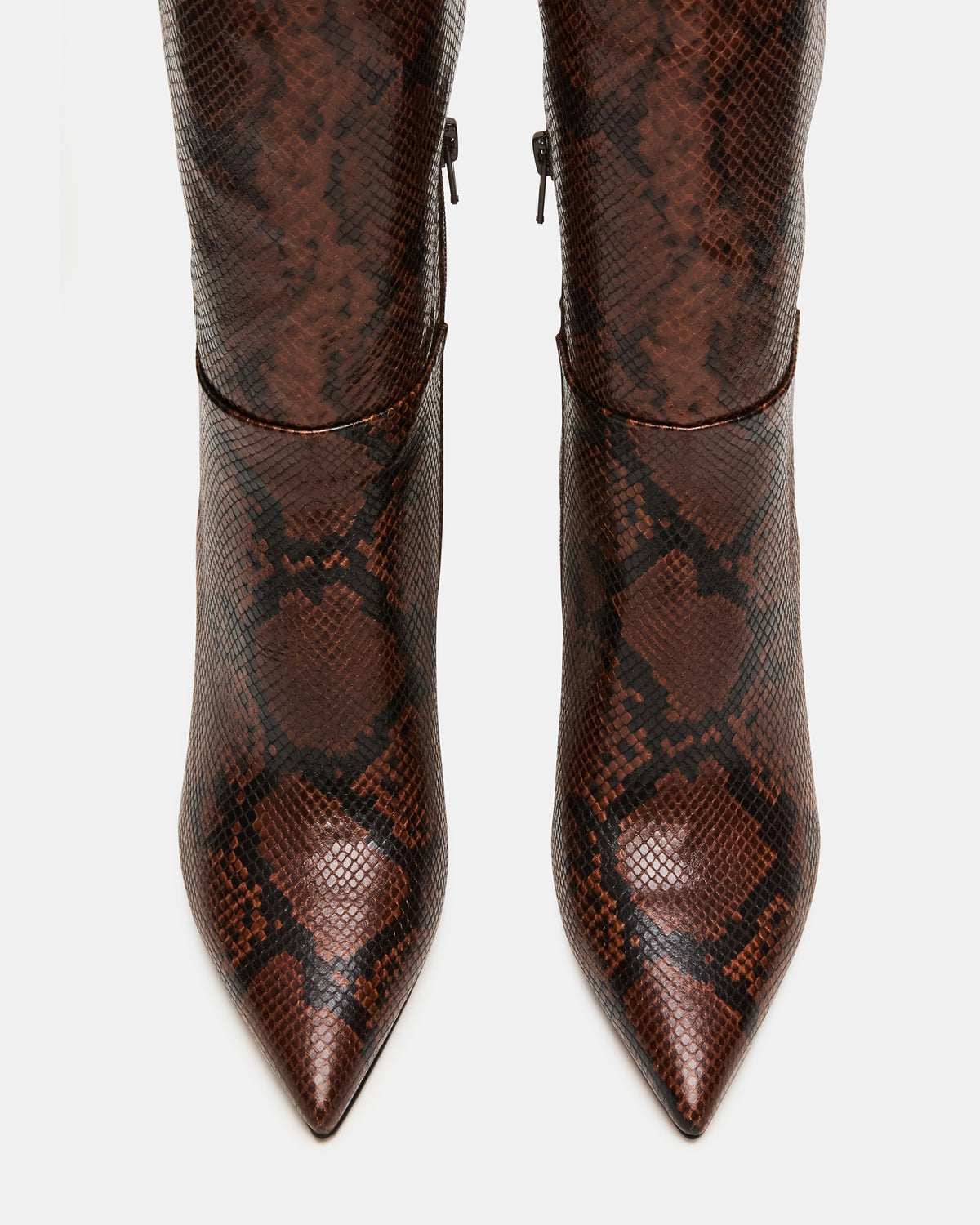 NITRO Brown Snake Wife Calf Pointed-Toe Stiletto Heel Knee-High Women's Boots | Steve Madden
