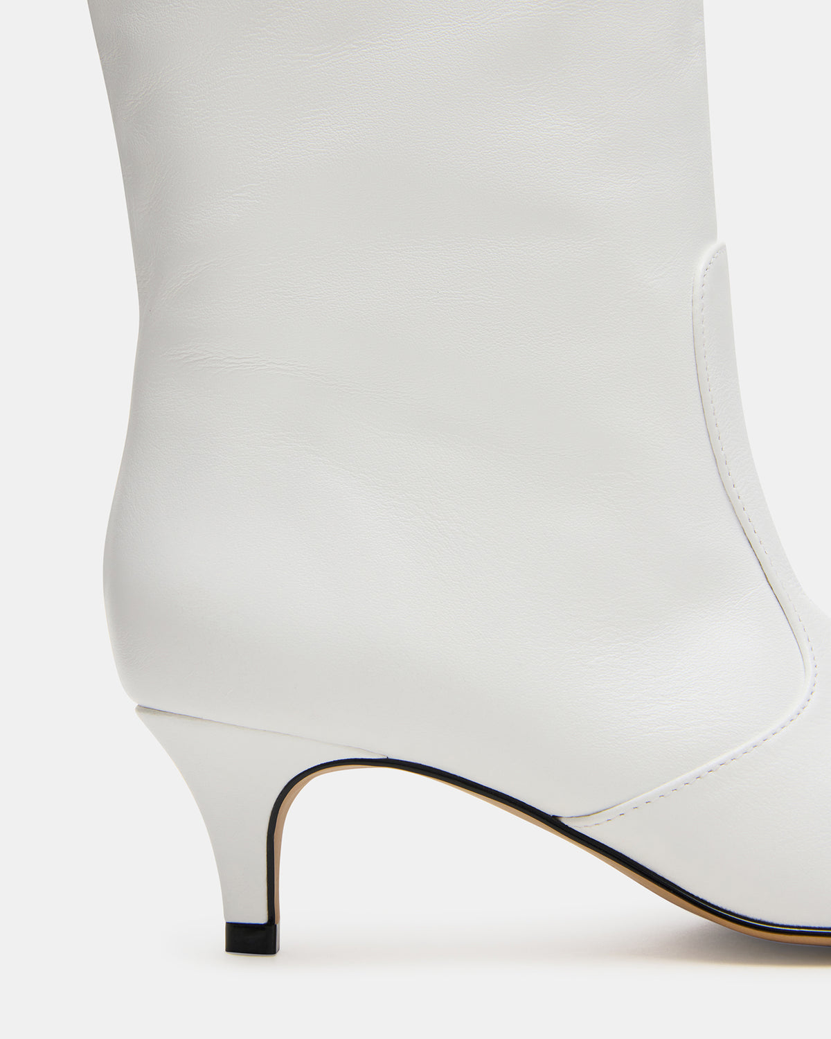 LANDER White Leather Knee-High Kitten Heel Women's Boot | Steve Madden