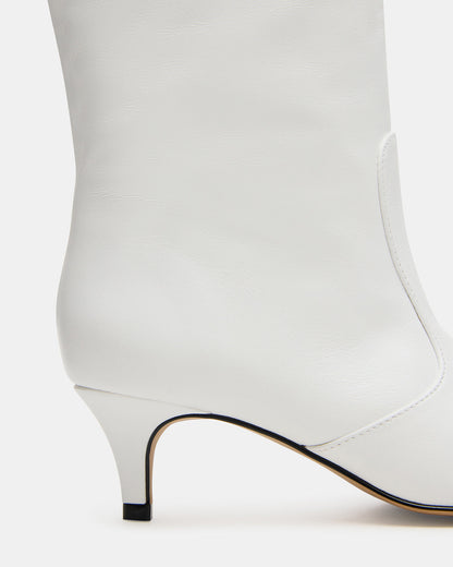 LANDER White Leather Knee-High Kitten Heel Women's Boot | Steve Madden
