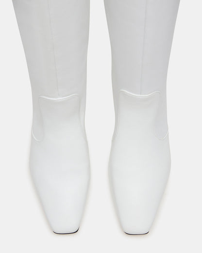 LANDER White Leather Knee-High Kitten Heel Women's Boot | Steve Madden