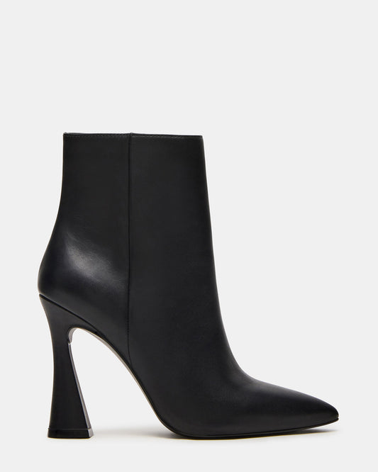 BOLERO Black Leather Pointed-Toe Heeled Women's Ankle Boot | Steve Madden
