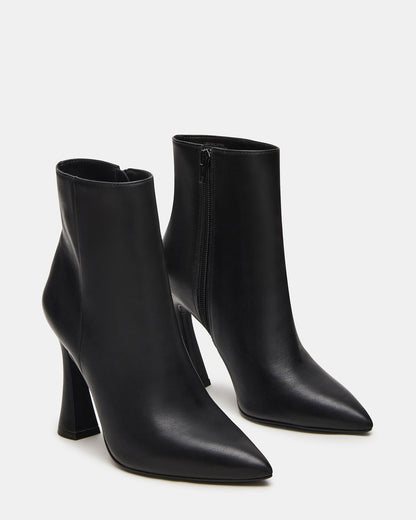 BOLERO Black Leather Pointed-Toe Heeled Women's Ankle Boot | Steve Madden