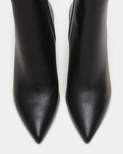 BOLERO Black Leather Pointed-Toe Heeled Women's Ankle Boot | Steve Madden