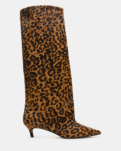 LUCA Leopard Pointed-Toe Cuffed Kitten Heel Women's Boot | Steve Madden