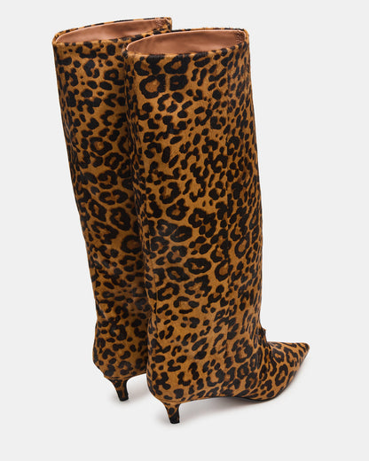 LUCA Leopard Pointed-Toe Cuffed Kitten Heel Women's Boot | Steve Madden