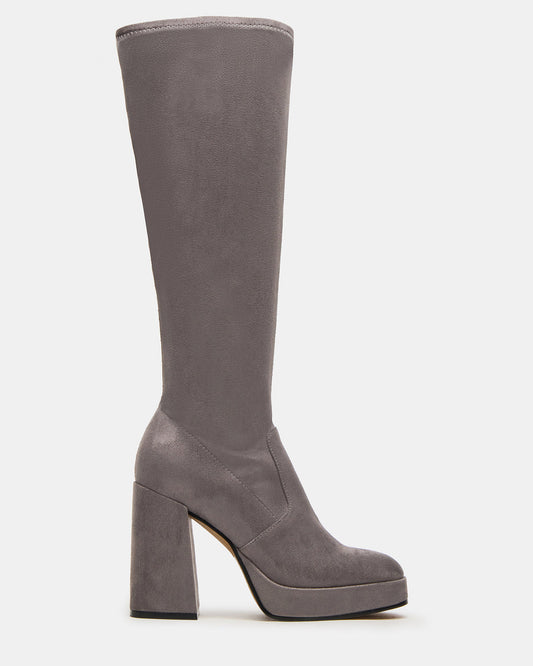 TWAIN Grey Knee-High Block Heel Women's Boot | Steve Madden
