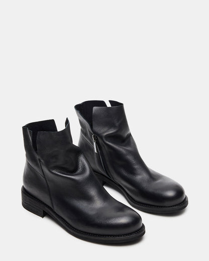 HUGHIE Black Leather Women's Ankle Boot | Steve Madden