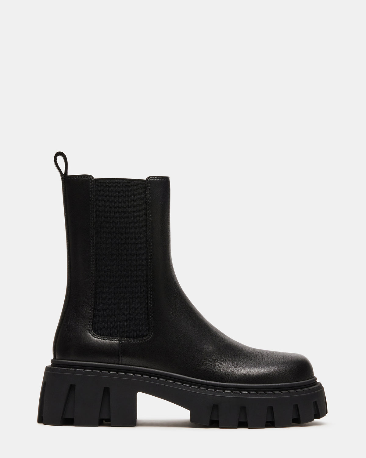 CHARGES Black Leather Platform Bootie | Women's Booties | Steve Madden