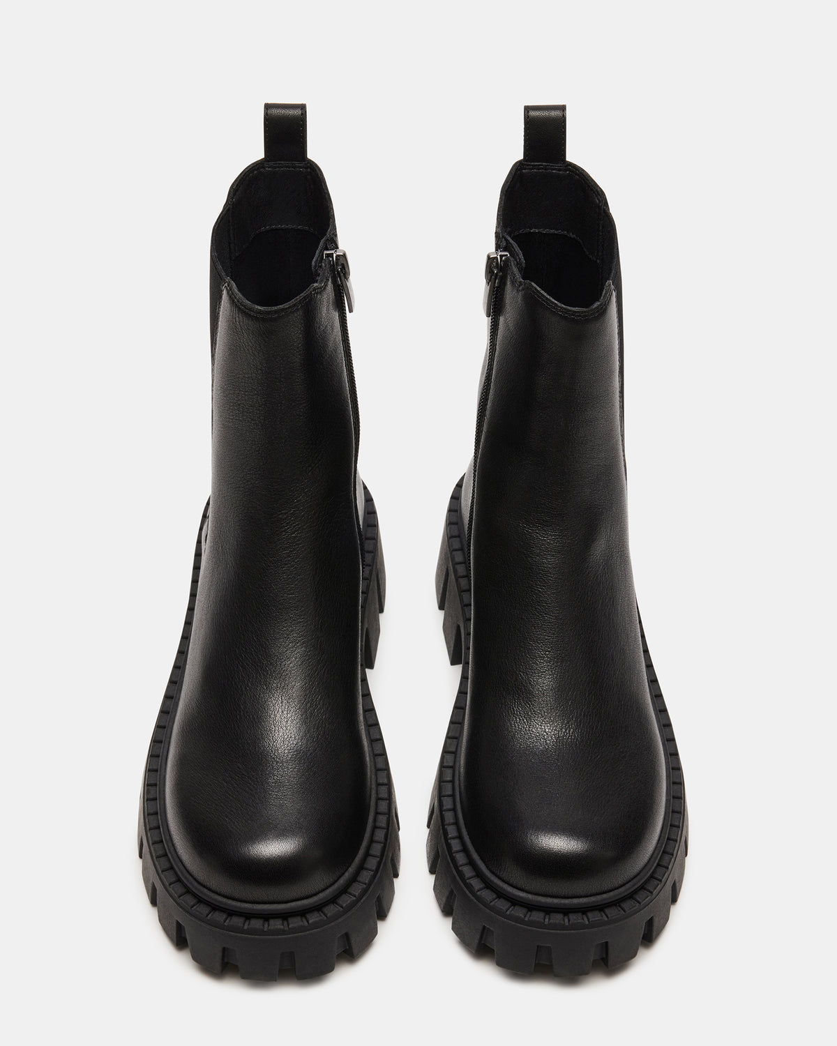 CHARGES Black Leather Platform Bootie | Women's Booties | Steve Madden