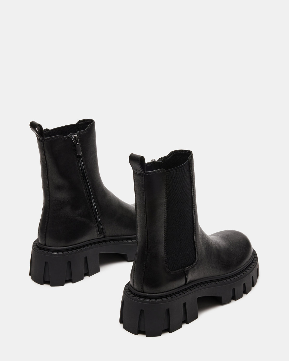 CHARGES Black Leather Platform Bootie | Women's Booties | Steve Madden