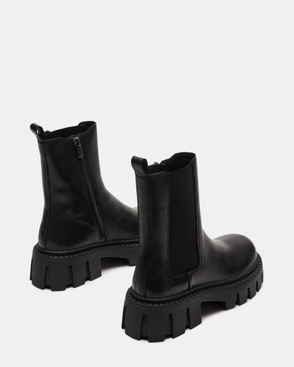 CHARGES Black Leather Platform Bootie | Women's Booties | Steve Madden