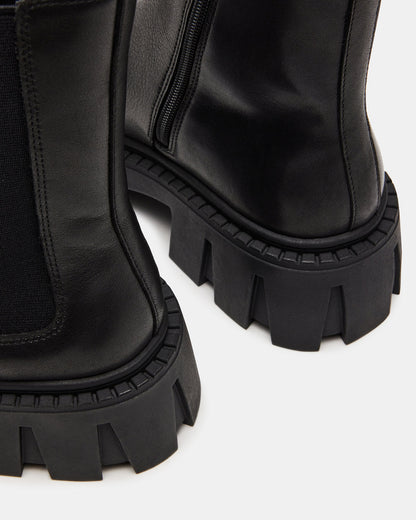CHARGES Black Leather Platform Bootie | Women's Booties | Steve Madden