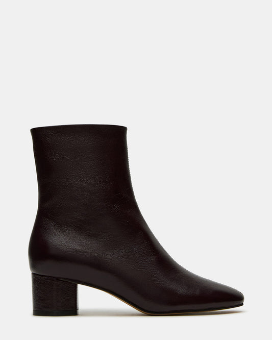STROME Wine Patent Block Heel Women's Ankle Boot | Steve Madden