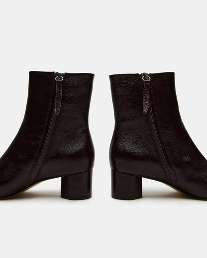 STROME Wine Patent Block Heel Women's Ankle Boot | Steve Madden