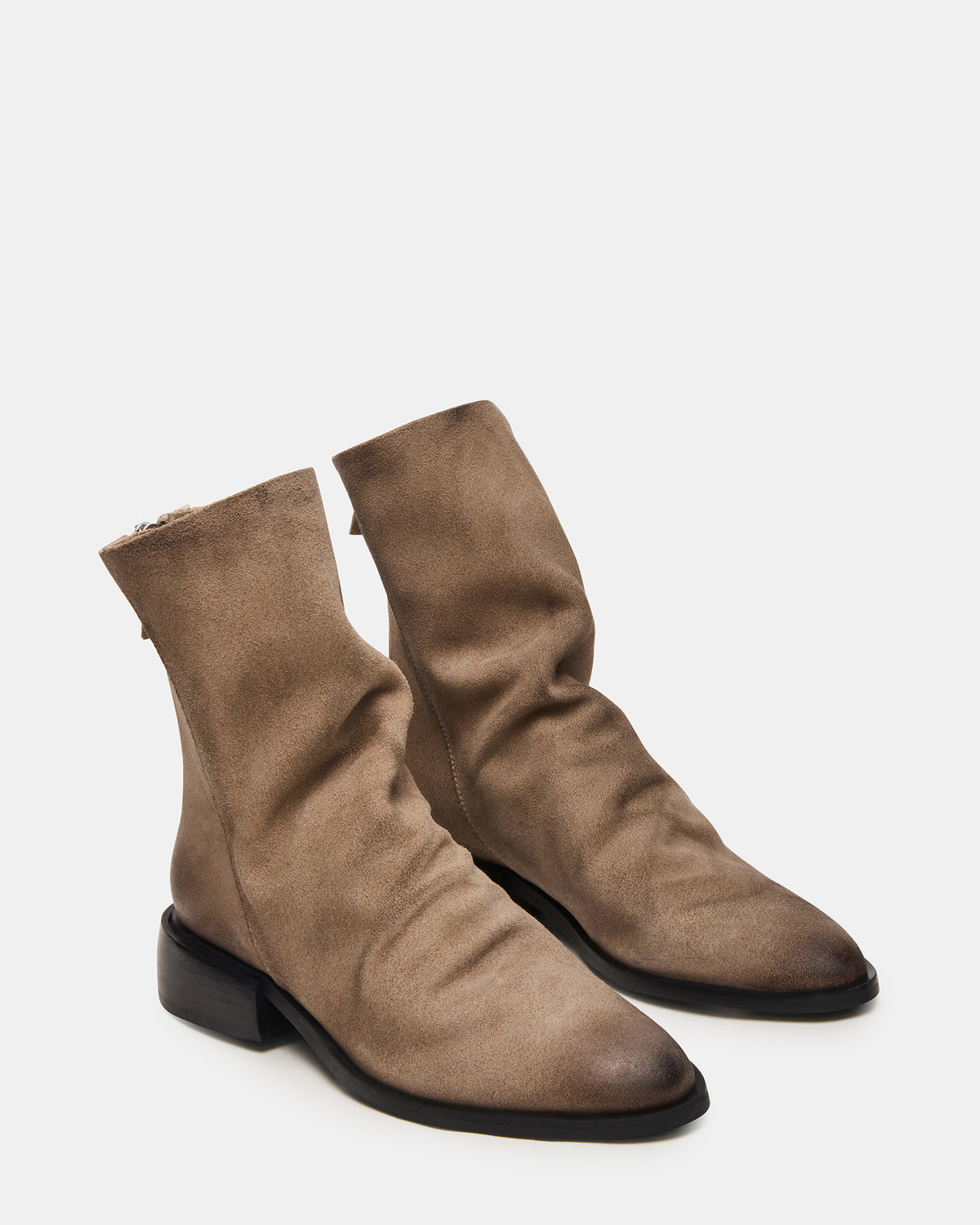 NEXIE Taupe Suede Women's Pointed-Toe Ankle Boot | Steve Madden