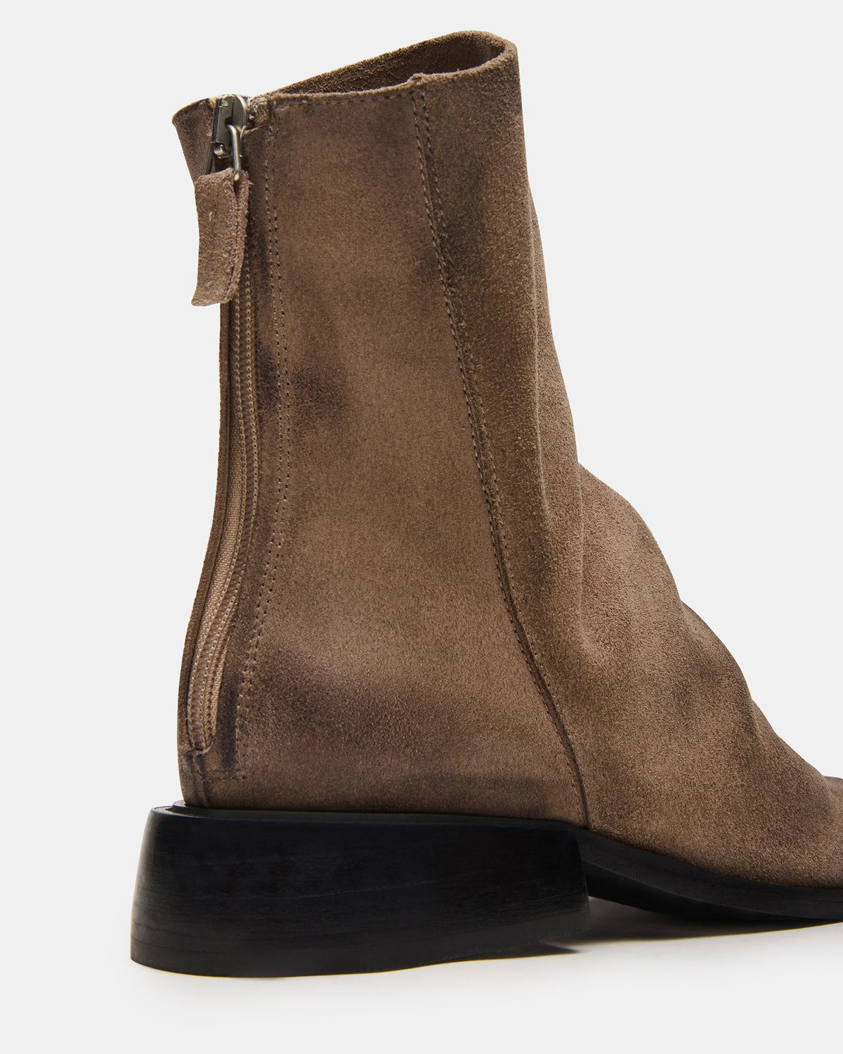 NEXIE Taupe Suede Women's Pointed-Toe Ankle Boot | Steve Madden
