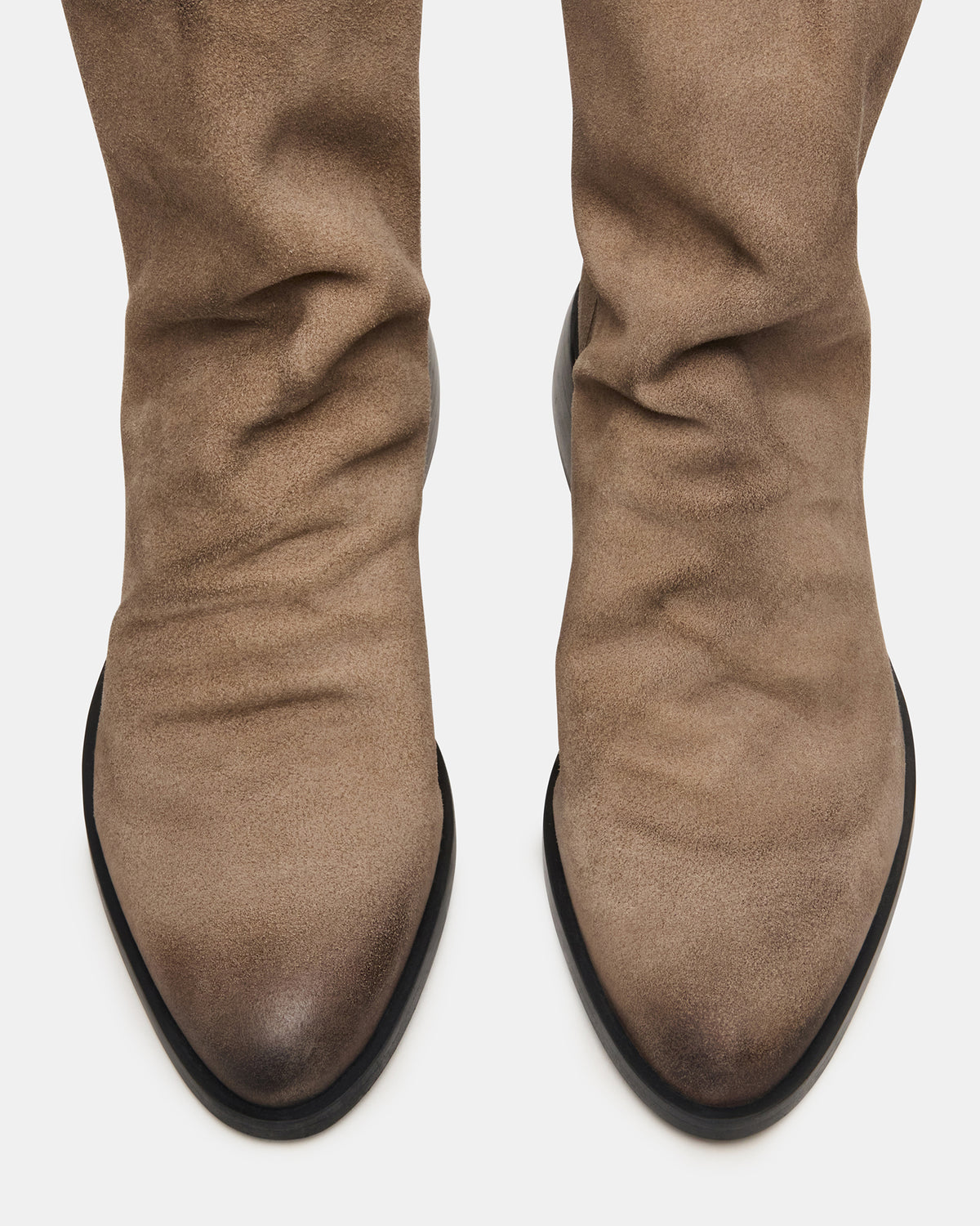 NEXIE Taupe Suede Women's Pointed-Toe Ankle Boot | Steve Madden
