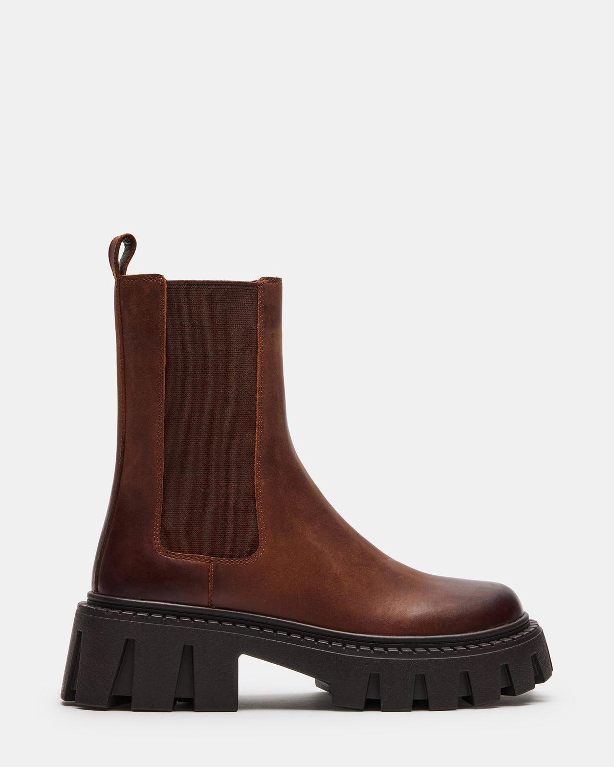CHARGES Brown Distressed Platform Bootie | Women's Booties | Steve Madden