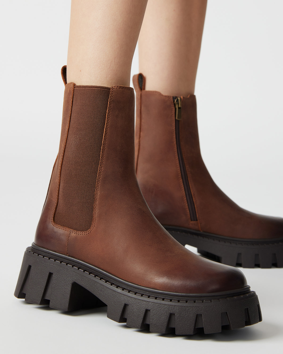 CHARGES Brown Distressed Platform Bootie | Women's Booties | Steve Madden