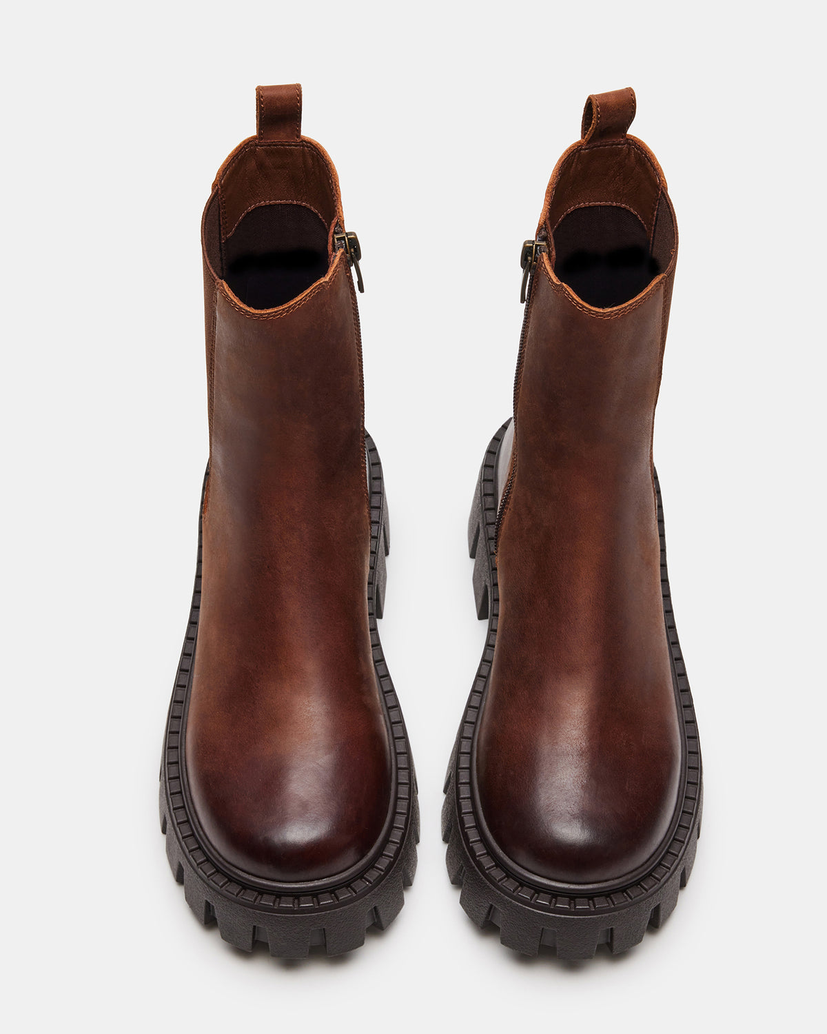 CHARGES Brown Distressed Platform Bootie | Women's Booties | Steve Madden