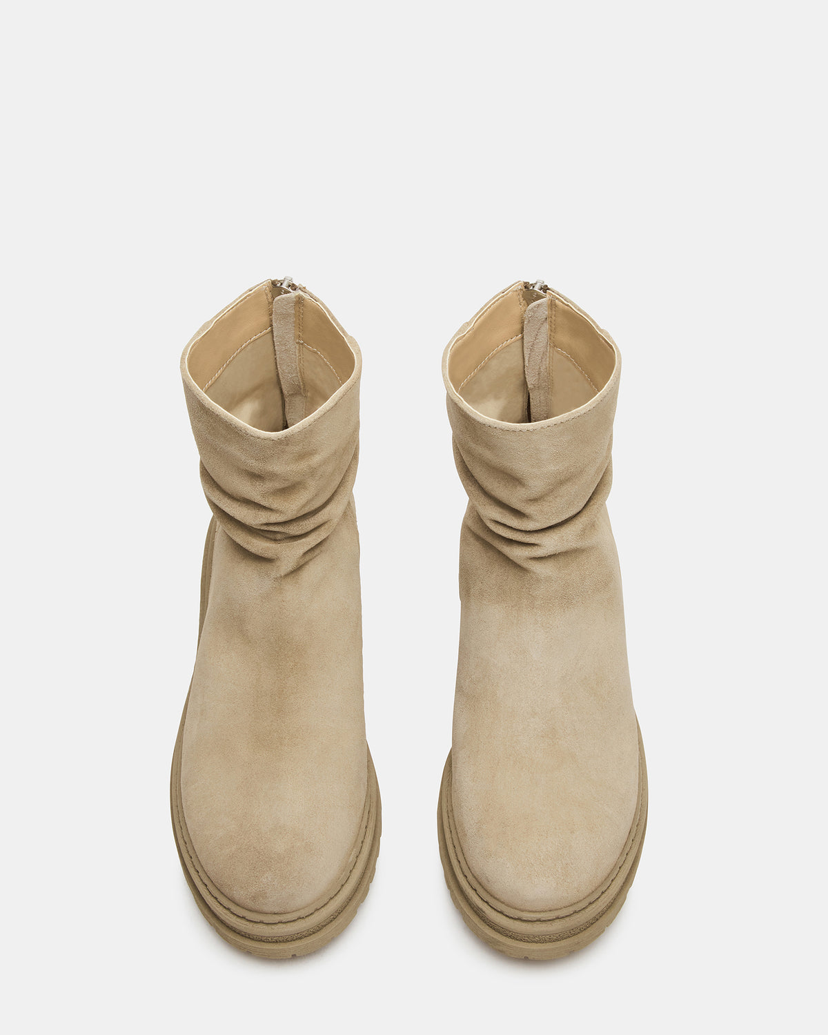 ESSENTIAL Taupe Suede Scrunched Ankle Boot | Women's Booties | Steve Madden