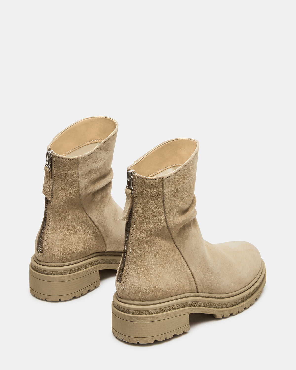 ESSENTIAL Taupe Suede Scrunched Ankle Boot | Women's Booties | Steve Madden
