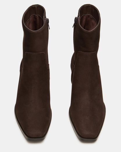 DANEY Brown Suede Square-Toe Women's Ankle Boot | Steve Madden