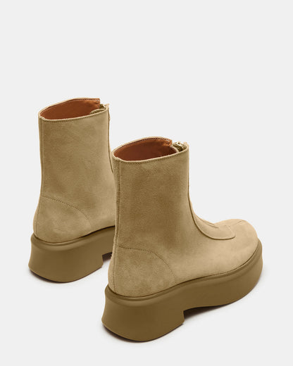 JONES Tan Suede Zipper Lug Women's Ankle Boot | Steve Madden