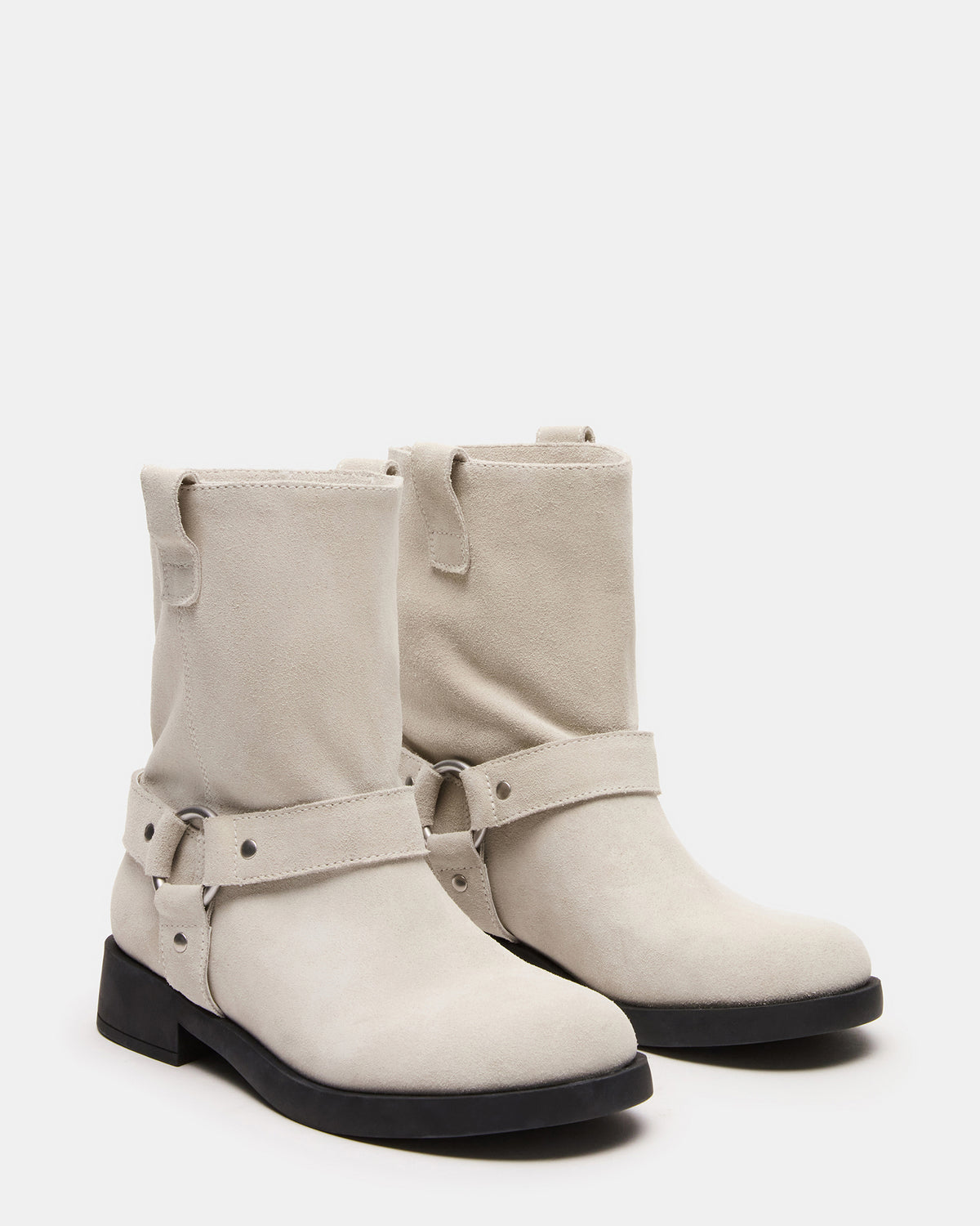 LANI White Suede Women's Moto Ankle Boot | Steve Madden