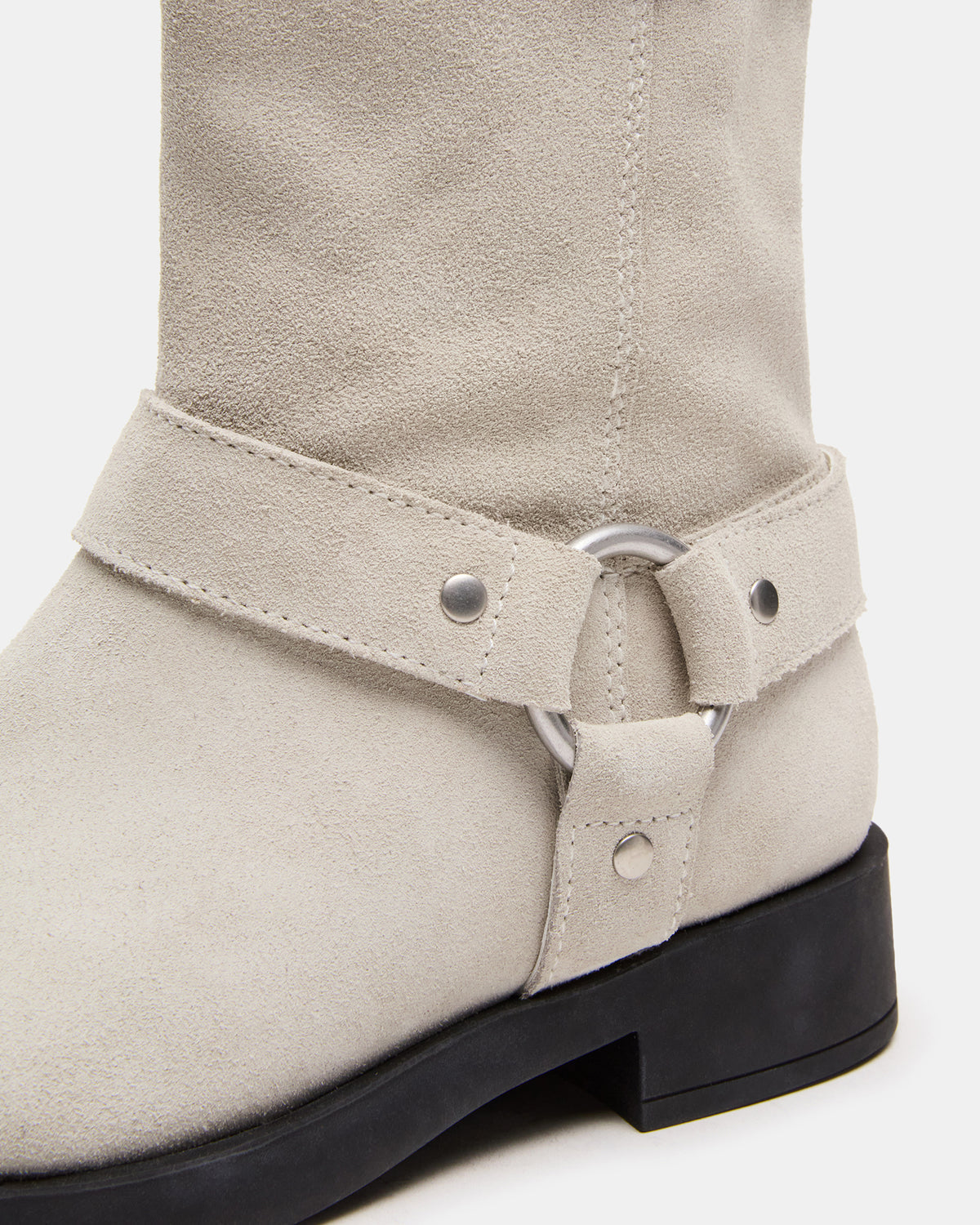 LANI White Suede Women's Moto Ankle Boot | Steve Madden