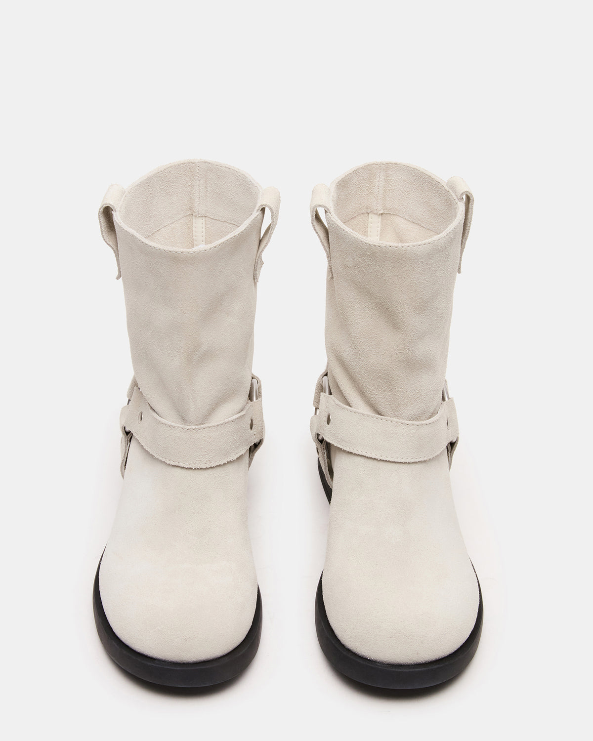 LANI White Suede Women's Moto Ankle Boot | Steve Madden