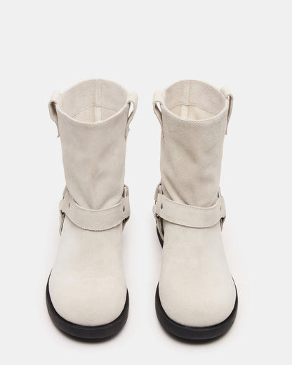 LANI White Suede Women's Moto Ankle Boot | Steve Madden