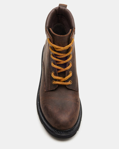WYLDER Brown Leather Ankle Boot | Women's Booties | Steve Madden