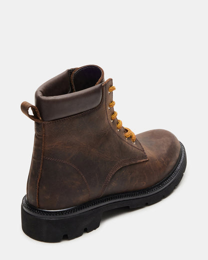 WYLDER Brown Leather Ankle Boot | Women's Booties | Steve Madden
