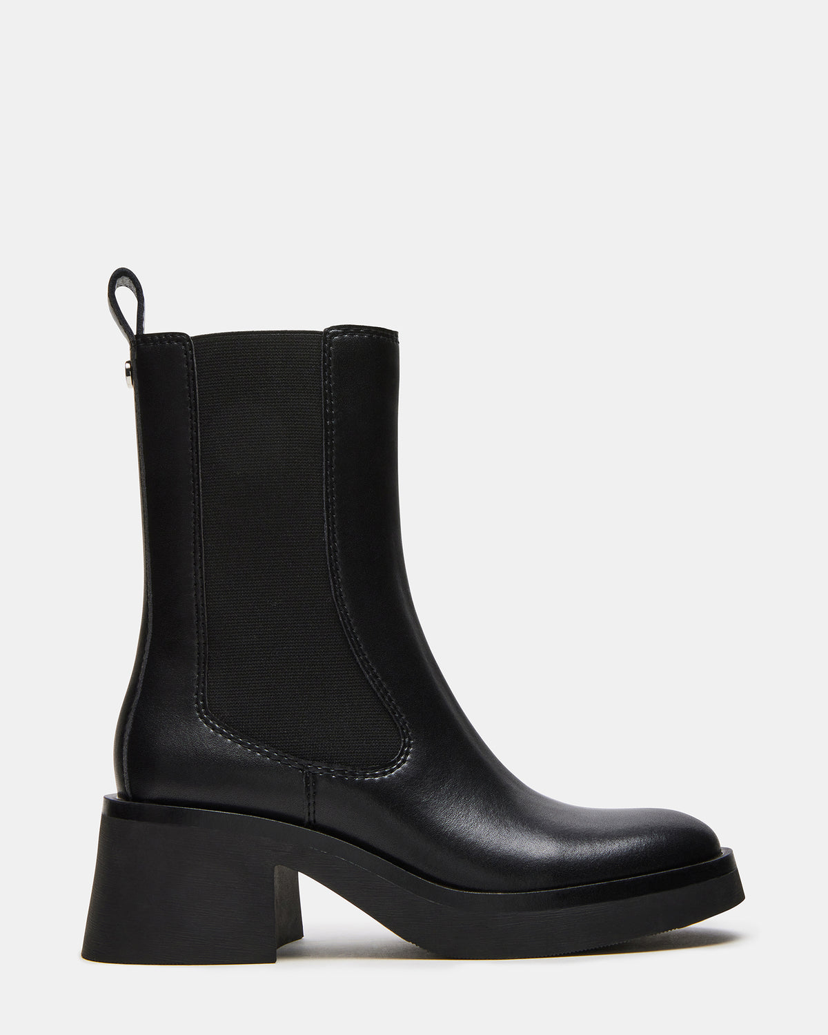 MURRAY Black Leather Block Heel Ankle Boot | Women's Booties | Steve Madden