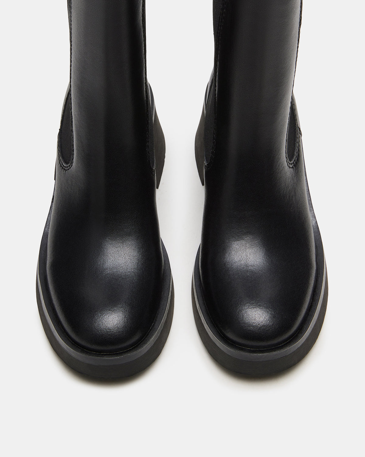 MURRAY Black Leather Block Heel Ankle Boot | Women's Booties | Steve Madden