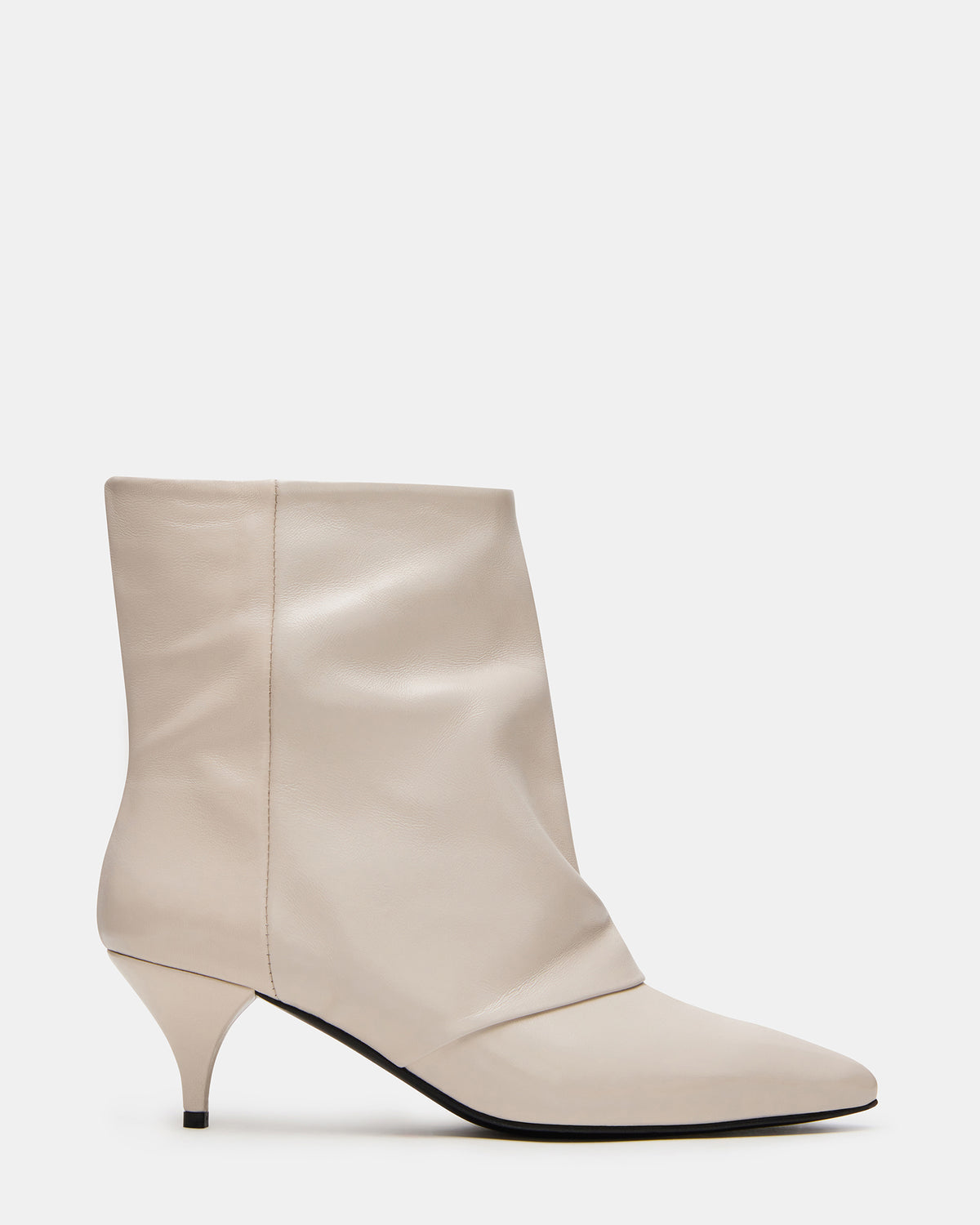 SHINER White Leather Pointed-Toe Kitten Heel Women's Ankle Boot | Steve Madden