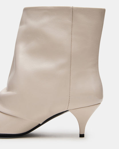 SHINER White Leather Pointed-Toe Kitten Heel Women's Ankle Boot | Steve Madden