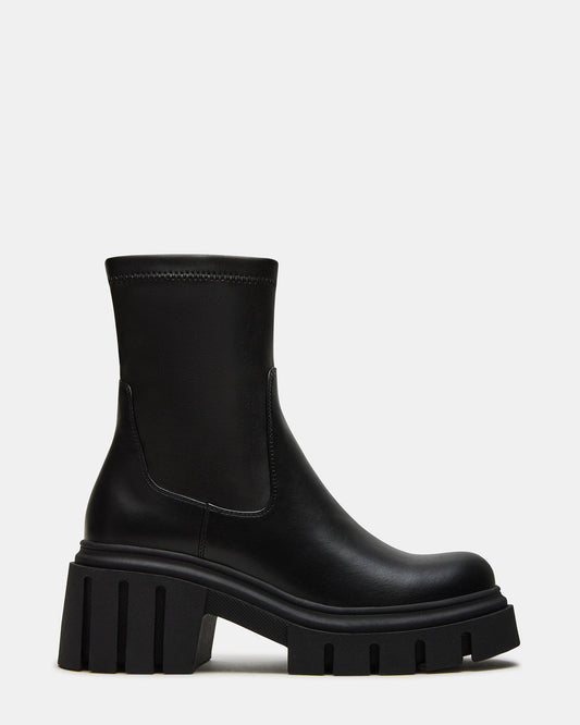 BOOMBA Black Lug Sole Ankle Boot | Women's Booties | Steve Madden