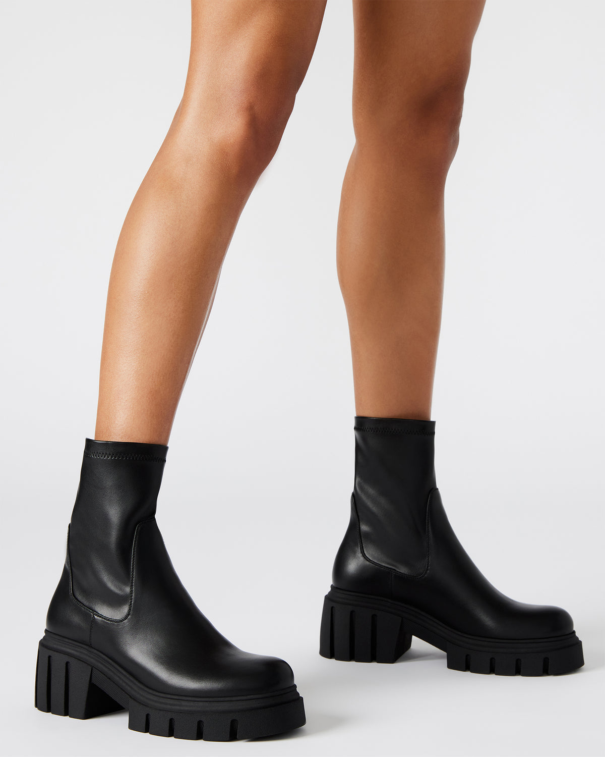 BOOMBA Black Lug Sole Ankle Boot | Women's Booties | Steve Madden