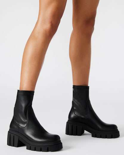 BOOMBA Black Lug Sole Ankle Boot | Women's Booties | Steve Madden