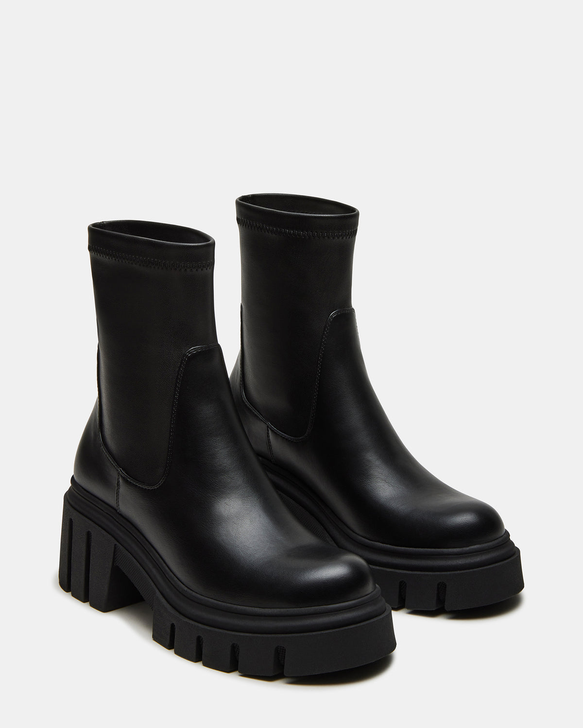 BOOMBA Black Lug Sole Ankle Boot | Women's Booties | Steve Madden