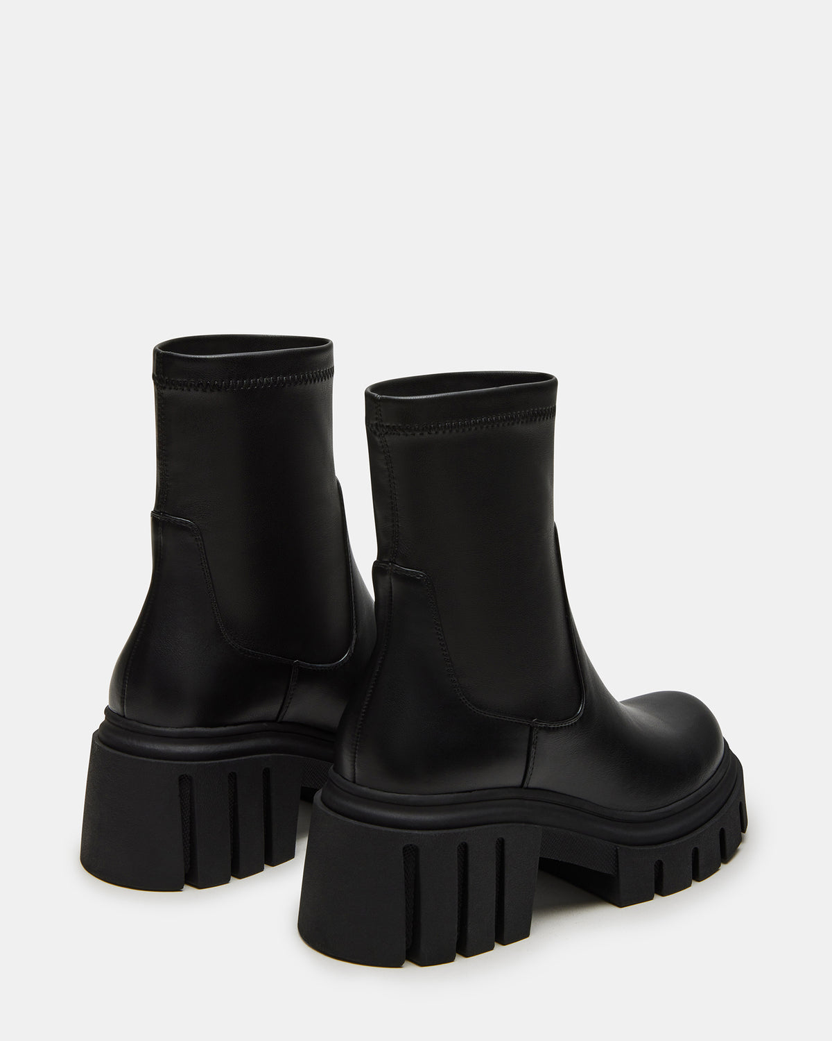 BOOMBA Black Lug Sole Ankle Boot | Women's Booties | Steve Madden